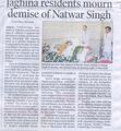 Jaghina Residents mourn demise of Natwar Singh, TOI, 12.08.2024